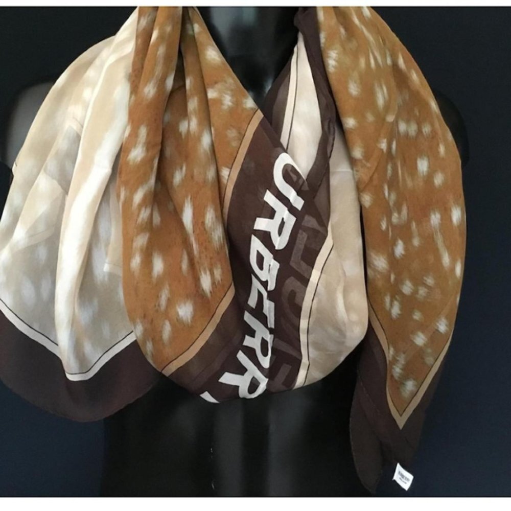 BURBERRY - Silk Chiffon Stole - 200 x 100 cm Brown. NWT - Picture 3 of 7